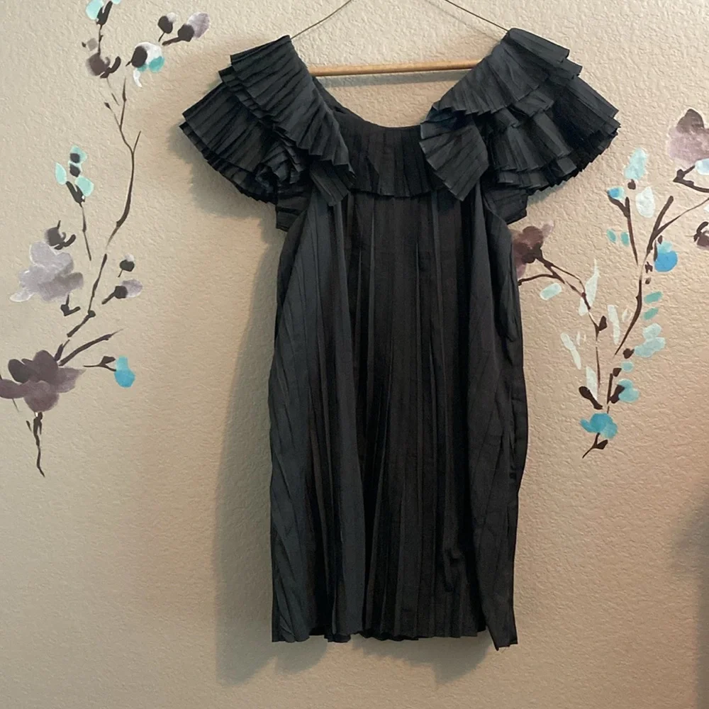 Pinch black pleated ruffle dress S - Picture 2 of 6